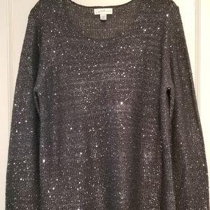Jaclyn Smith dark grey sequin sweater
